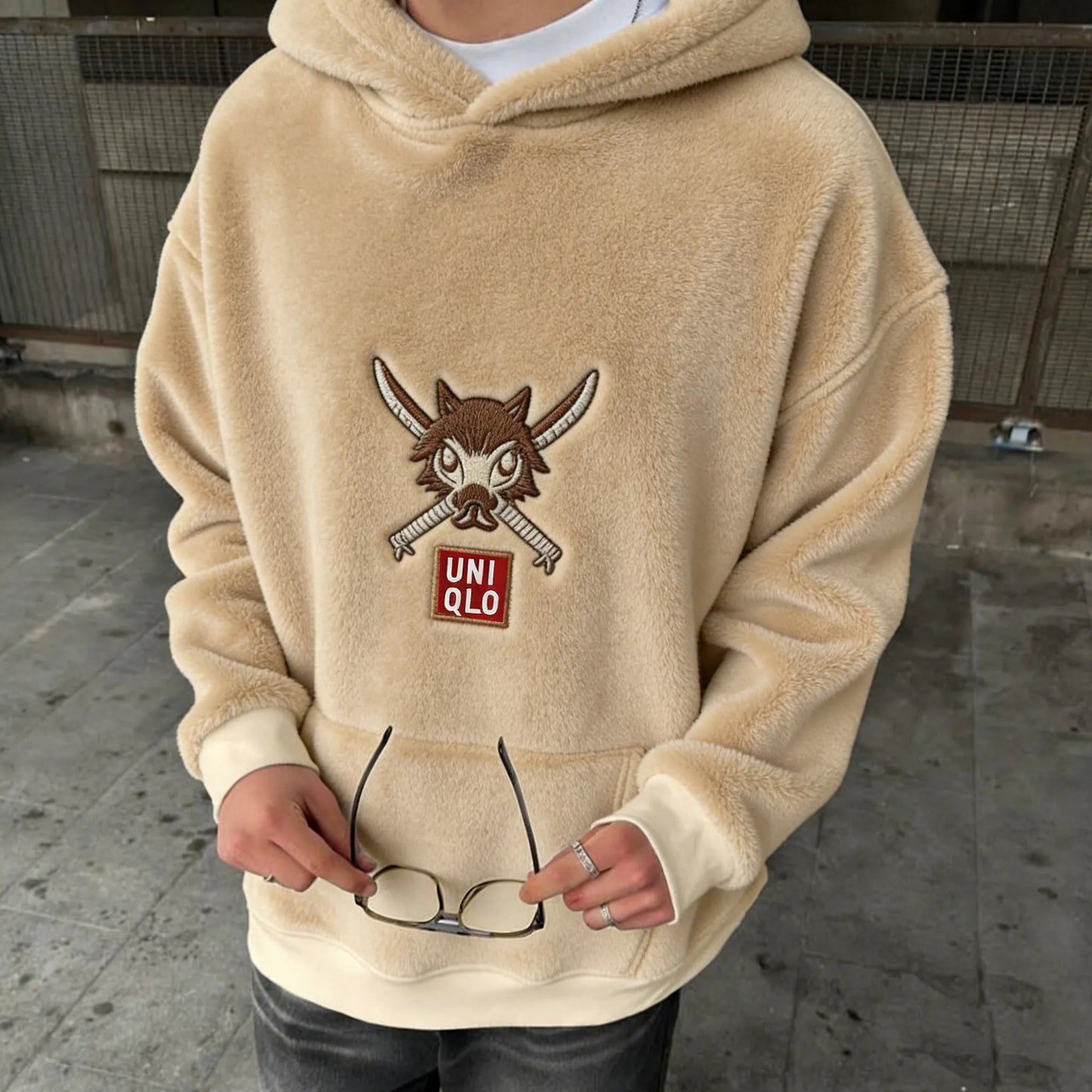 Unisex Version Color-blocked Plush Hoodie