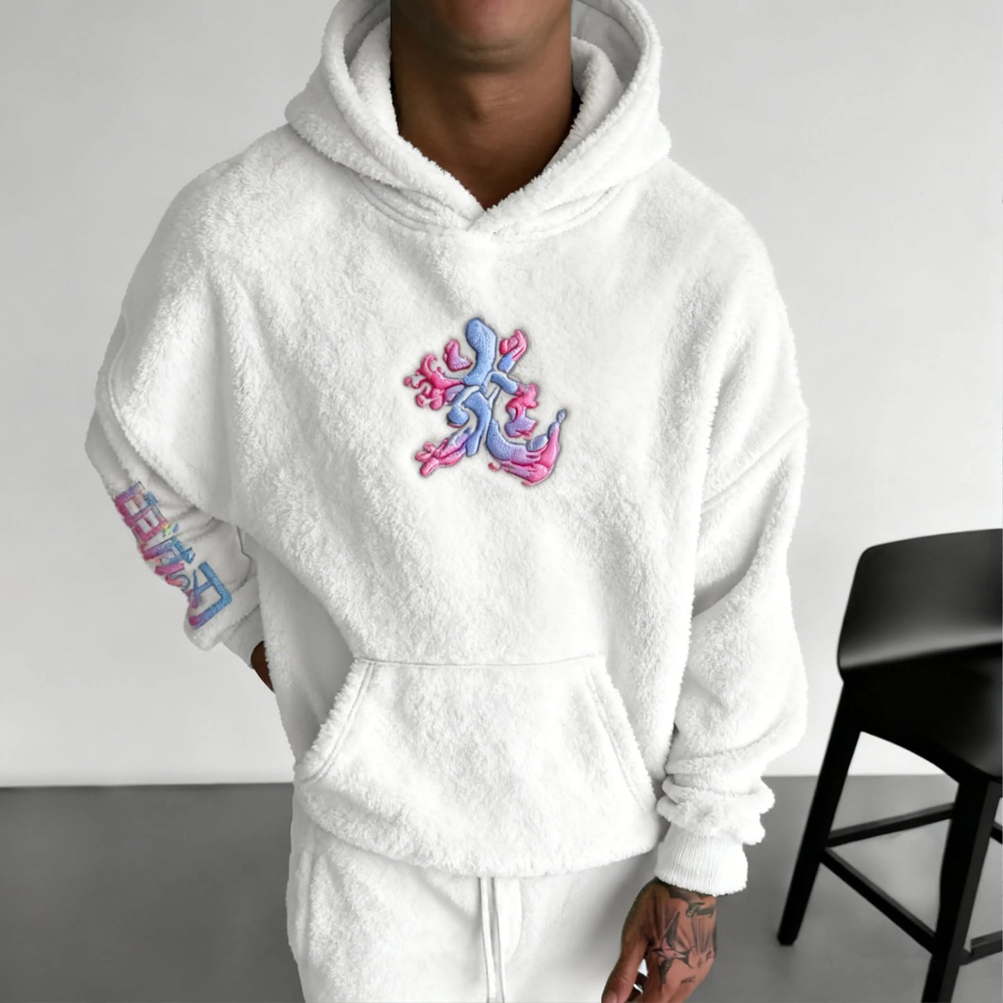 Color Blocked Plush Hoodie
