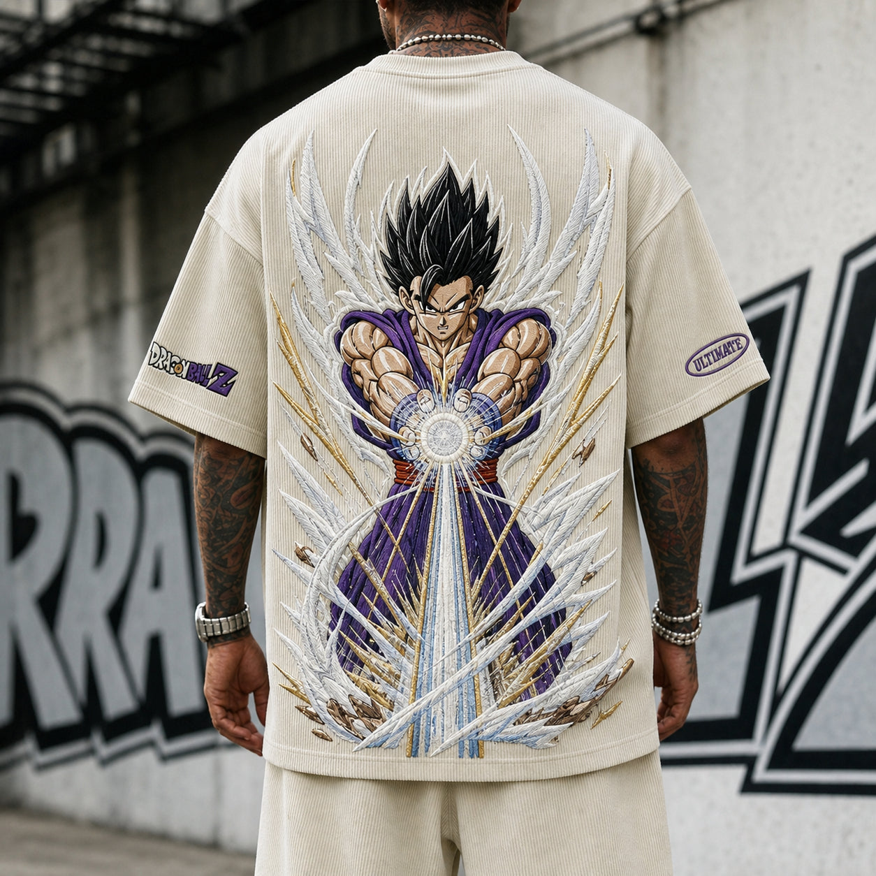 Unisex Loose-Fit Anime Vertical Stripe T-Shirt
