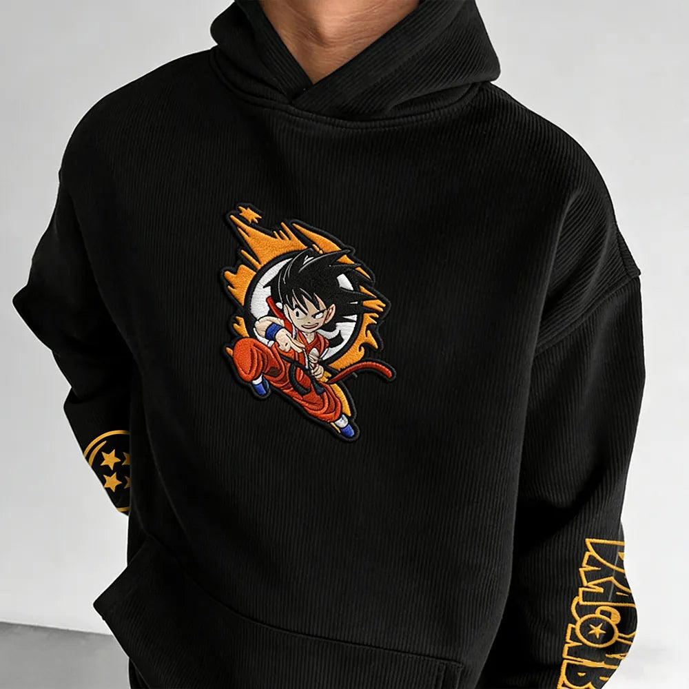 Color Blocked Corduroy Hoodie