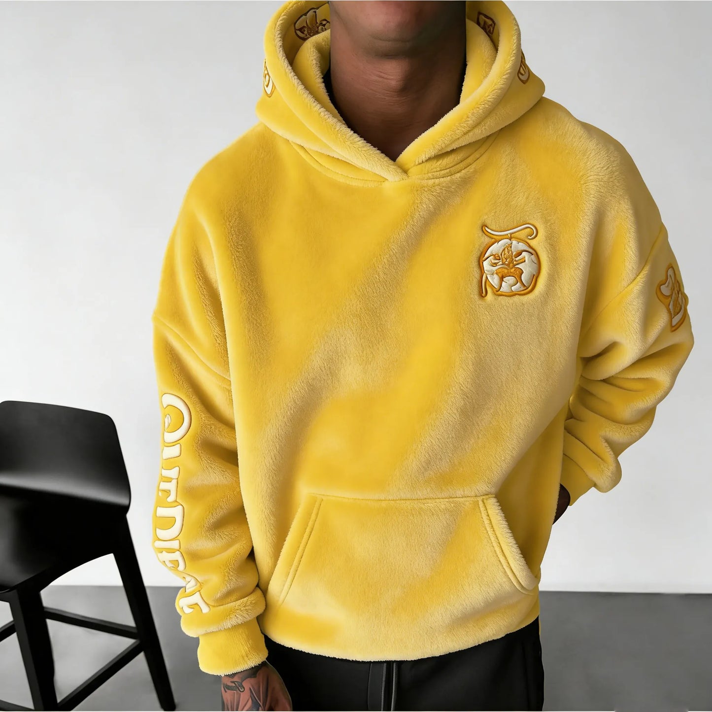 Color-blocked Plush Hoodie