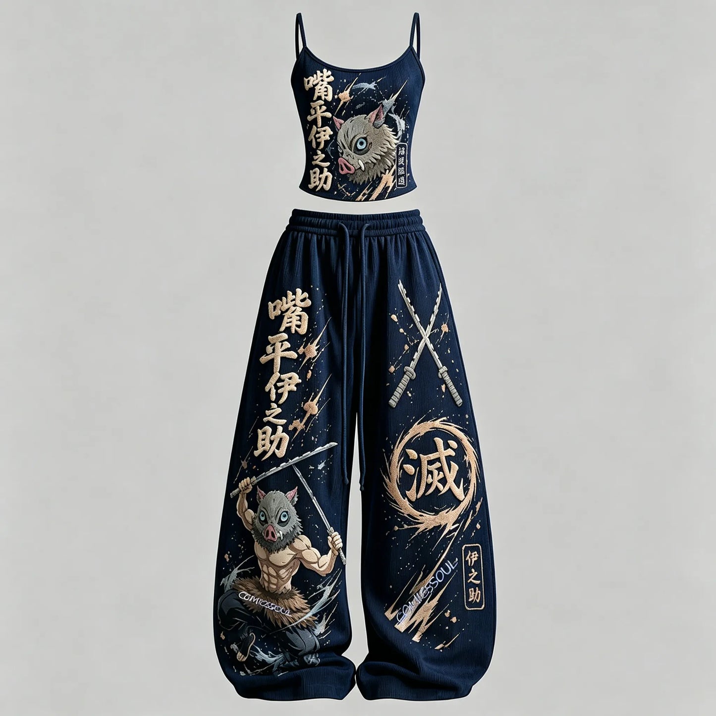 Top & Elasticated Trousers Corduroy Two-Piece Set
