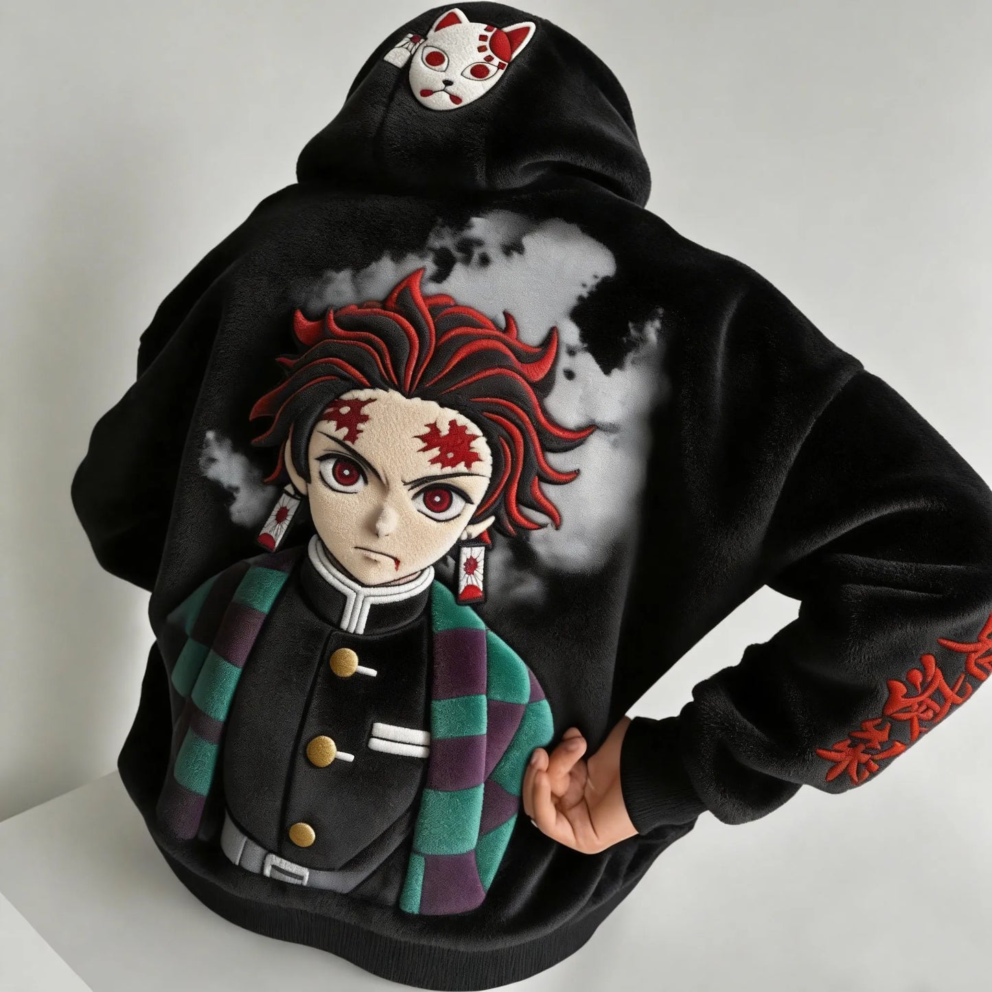 Men Color-blocked Plush Hoodie
