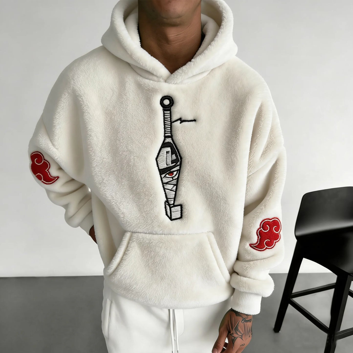 Unisex Color-blocked Plush Hoodie