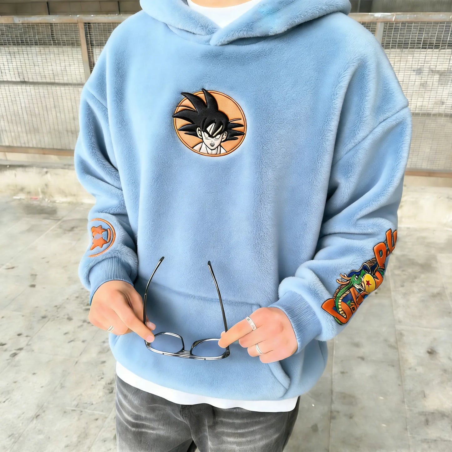 Color Blocked Collaboration Plush Hoodie