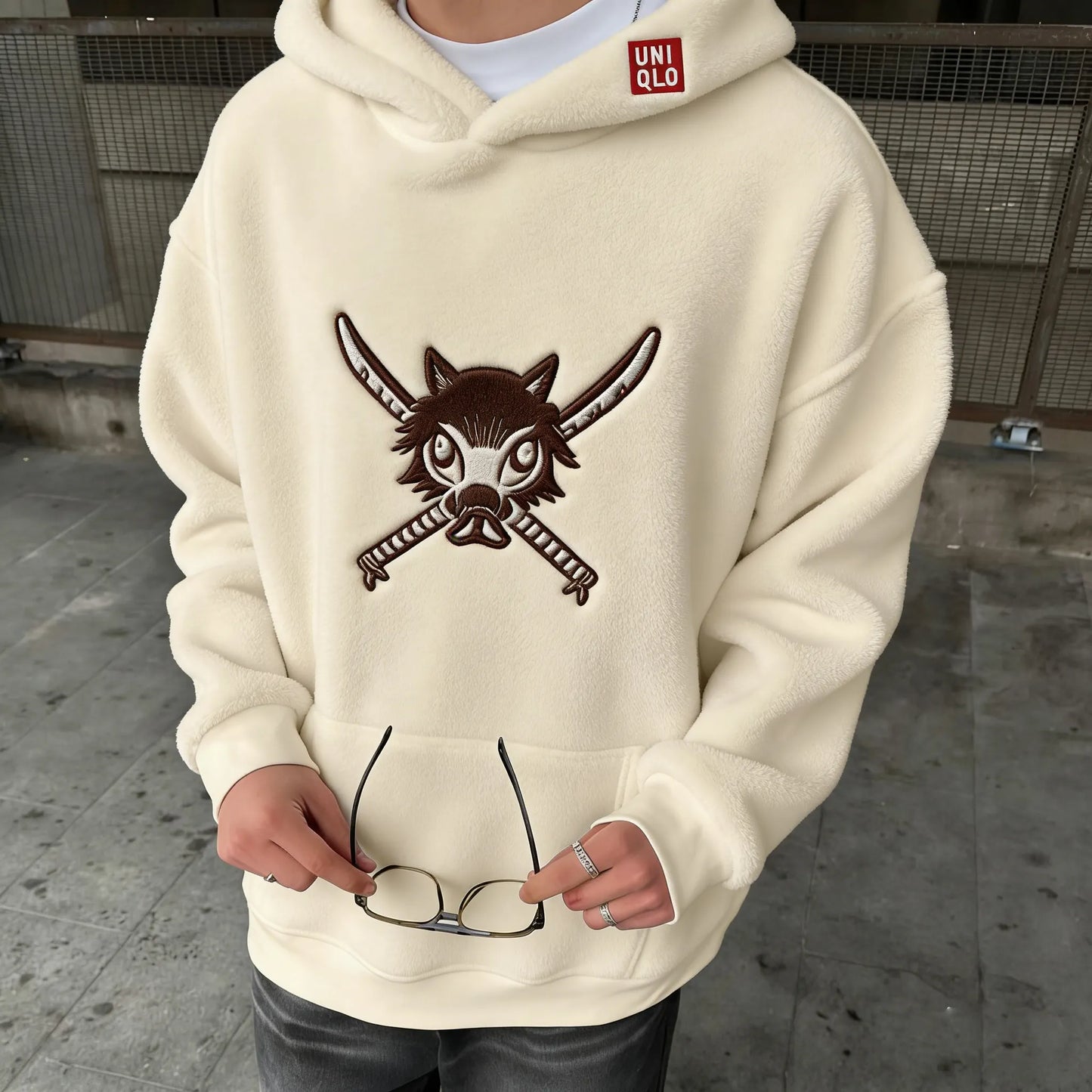 Unisex Version Color-blocked Plush Hoodie