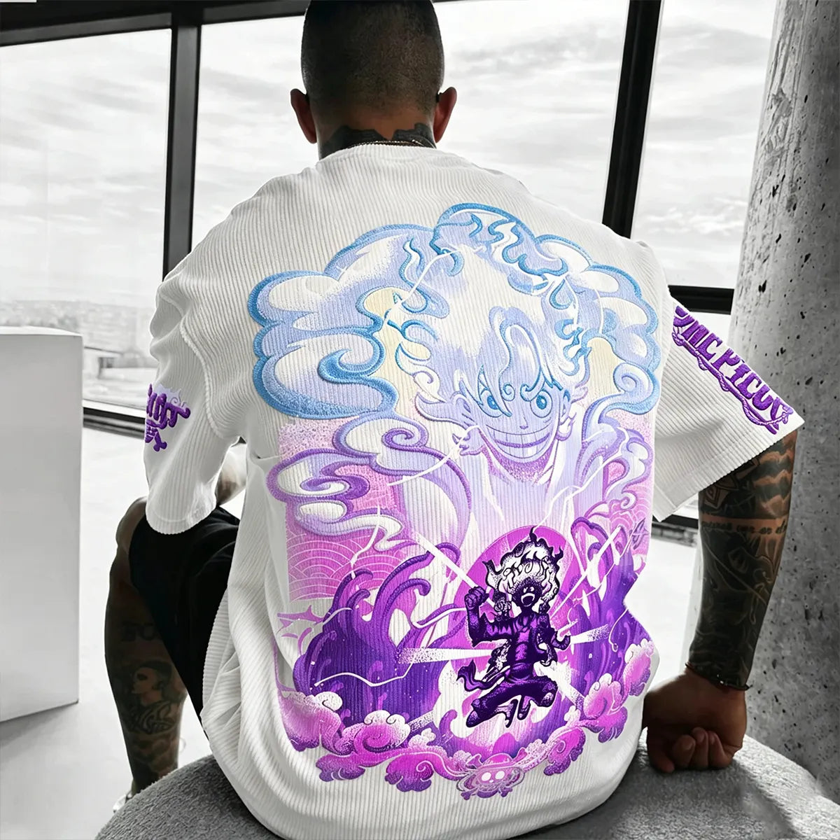 Anime Vintage Waffle Knit T-Shirt
