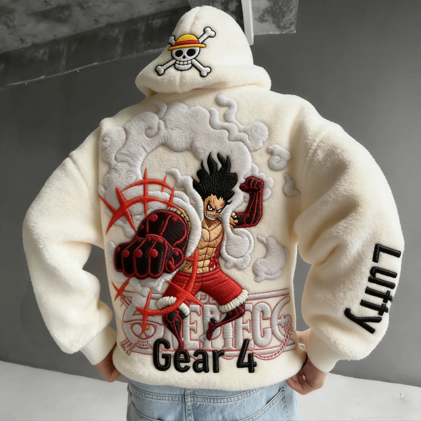 Men : Color-blocked Plush Hoodie