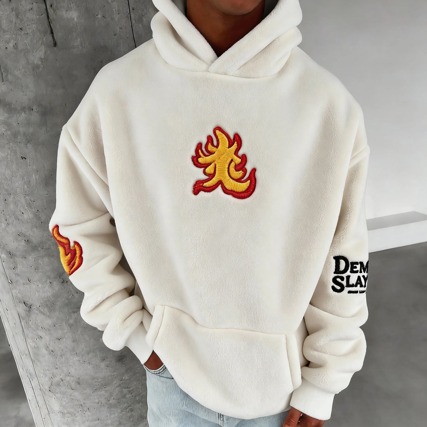 & Kyojuro Color-blocked Plush Hoodie