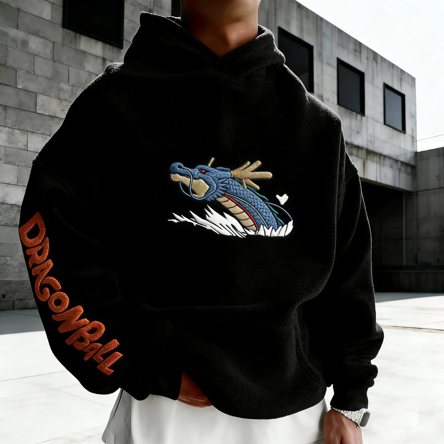 Color-blocked Plush Hoodie