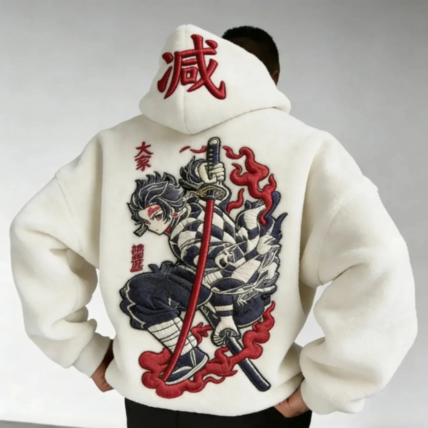 Men :Kamado Color-blocked Plush Hoodie