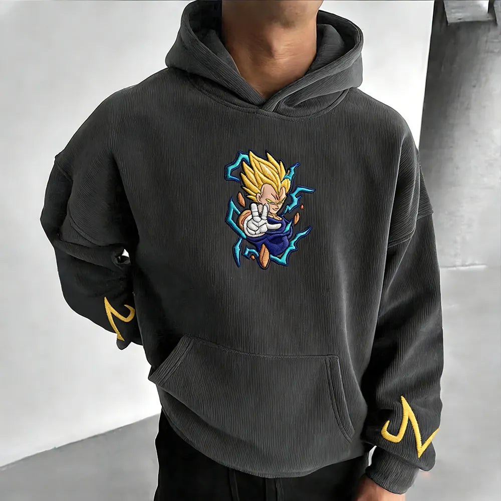 Color Blocked Corduroy Hoodie