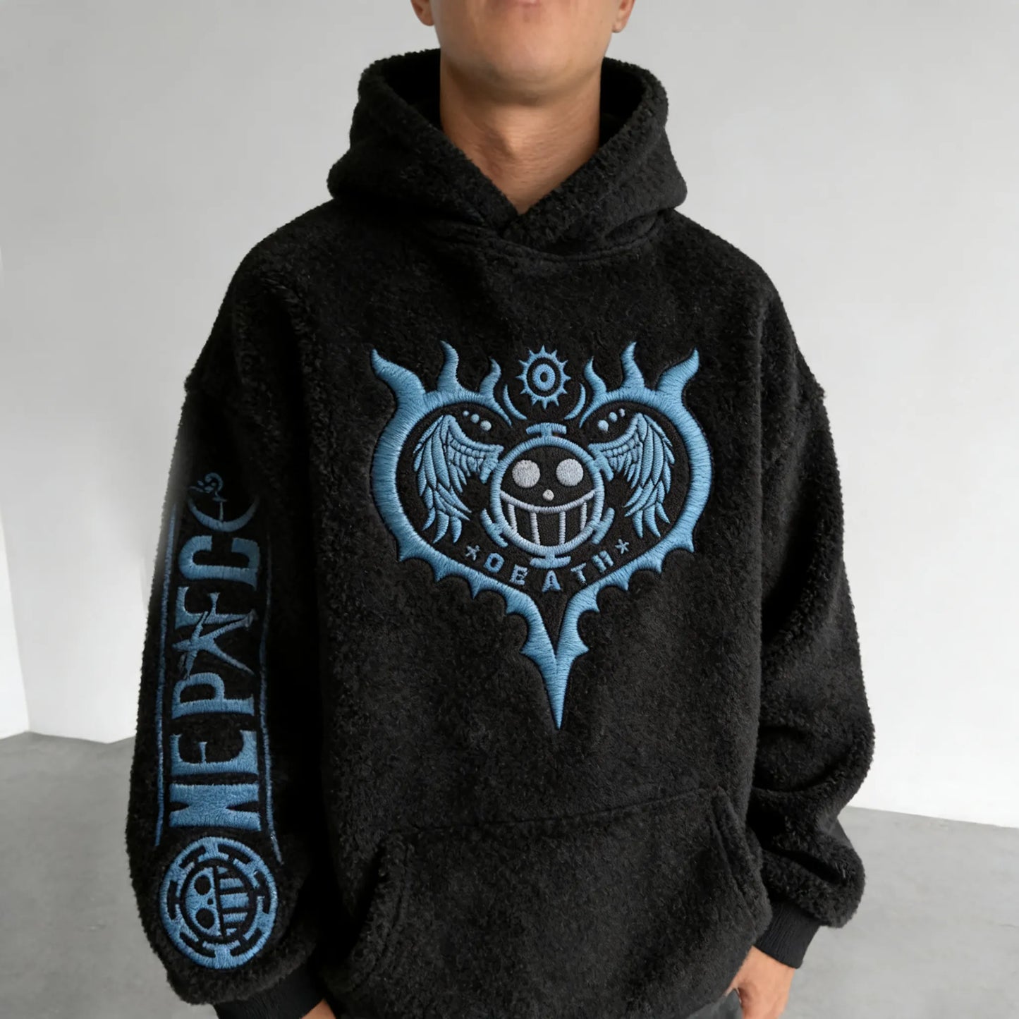 :Trafalgar Law Color-blocked Plush Hoodie