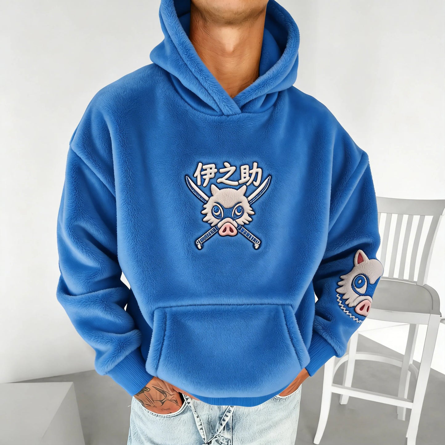 Color-blocked Plush Hoodie