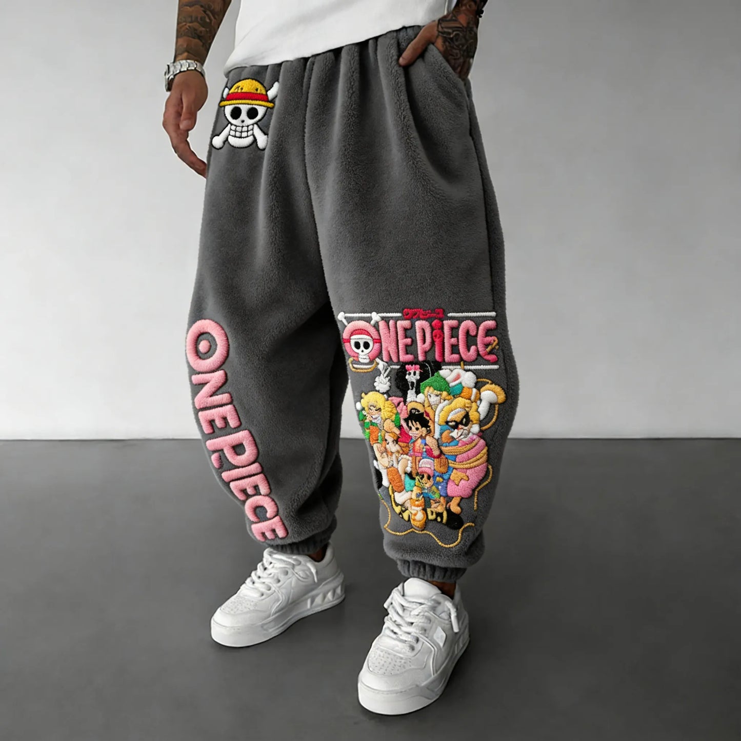Color-blocked Plush Pants