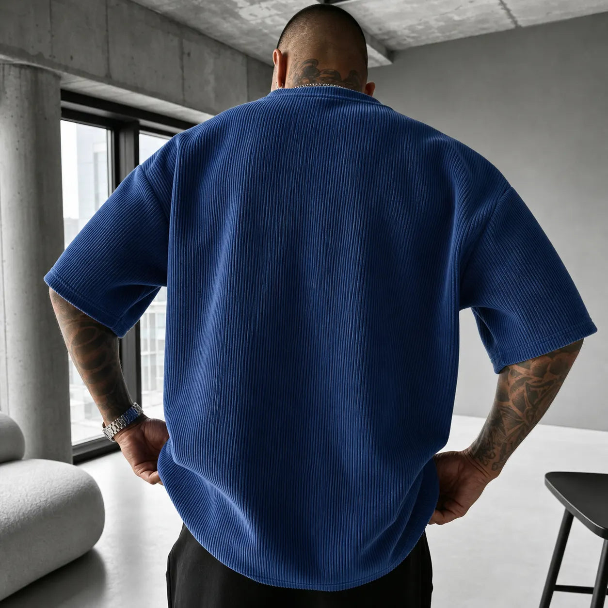 Unisex Anime-Style Retro Corduroy Oversized T-Shirt