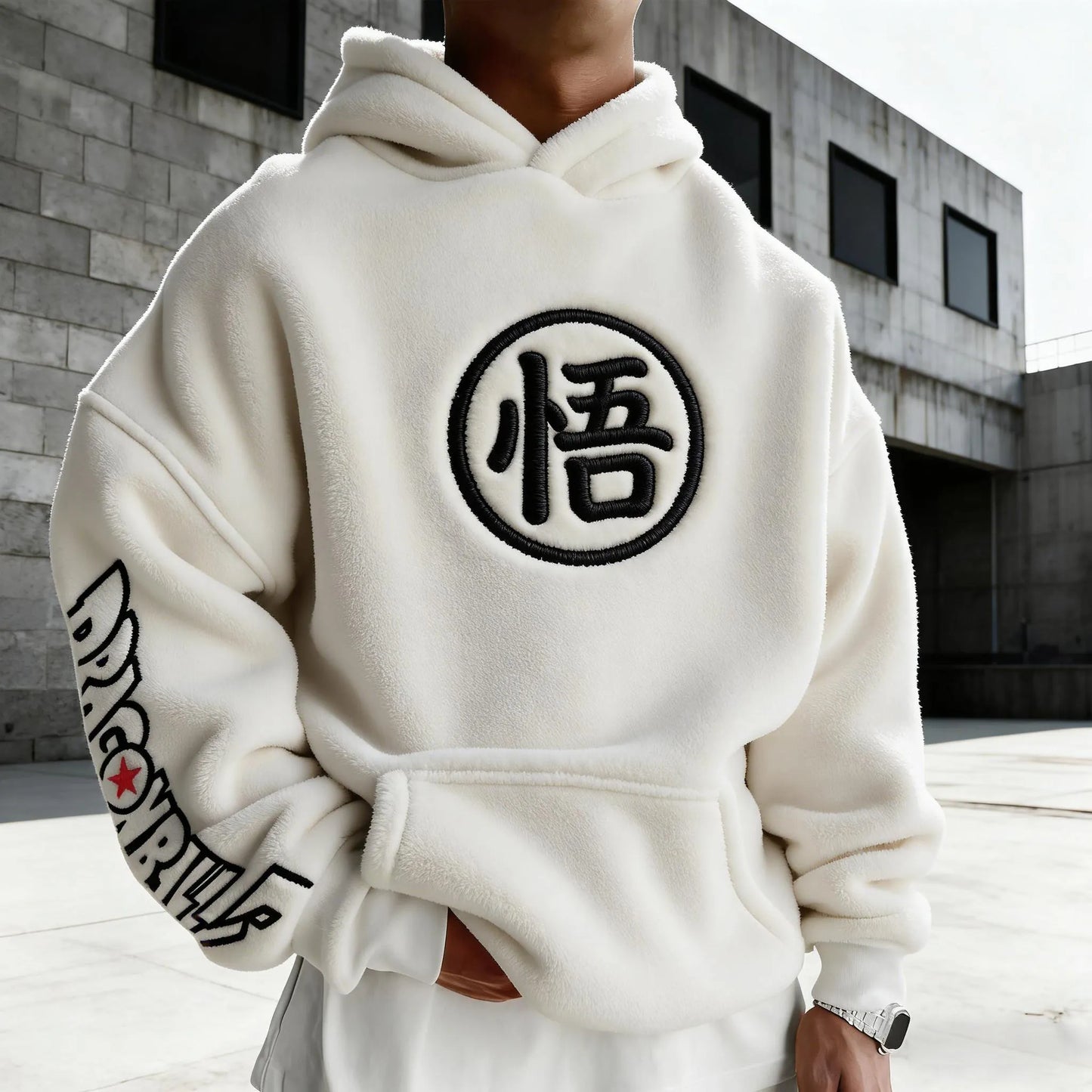 Color-blocked Plush Hoodie