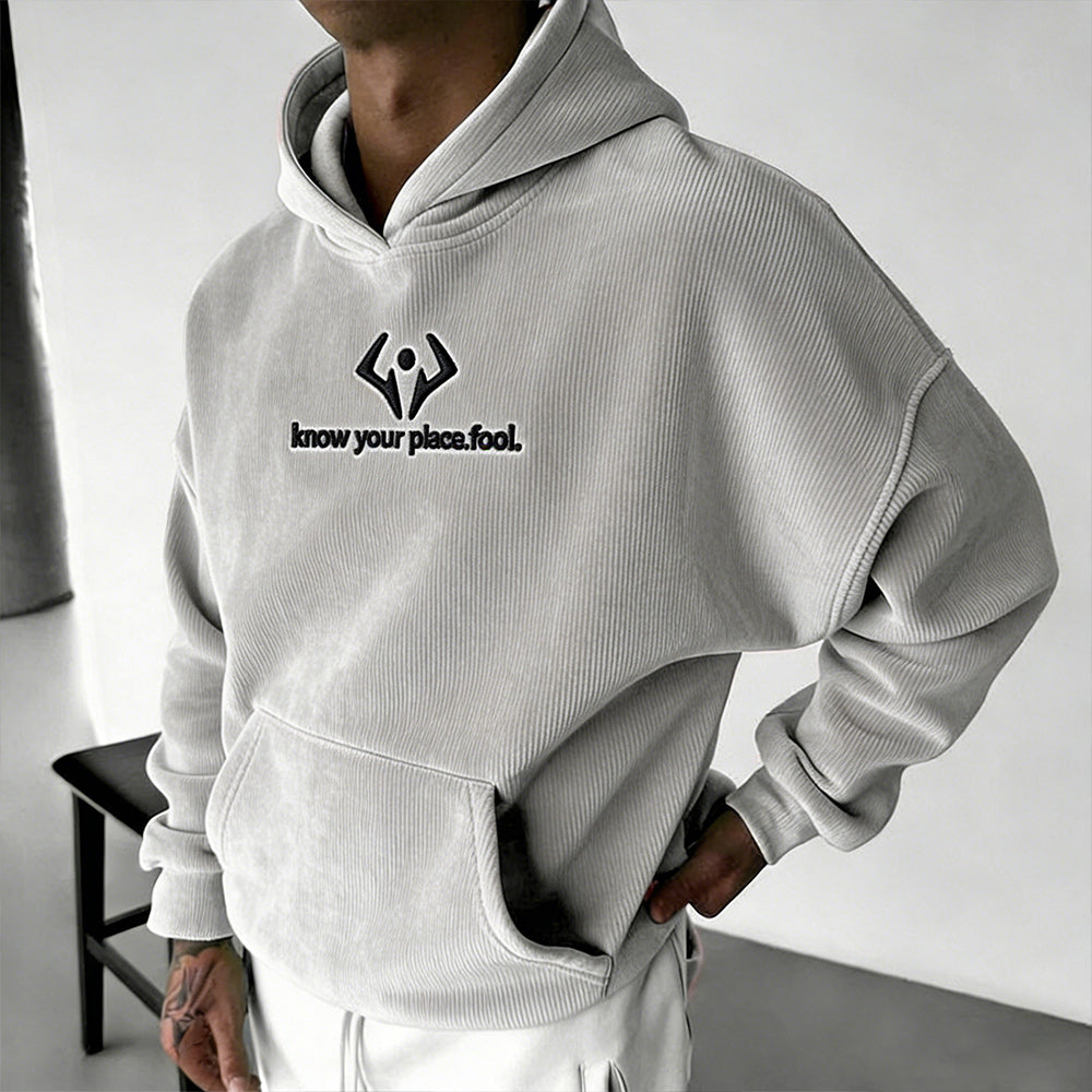 :Mahoraga Foam Print Corduroy Hoodie