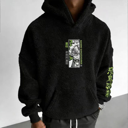Unisex  Sanemi Shinazugawa Embroidery Sherpa Hoodie