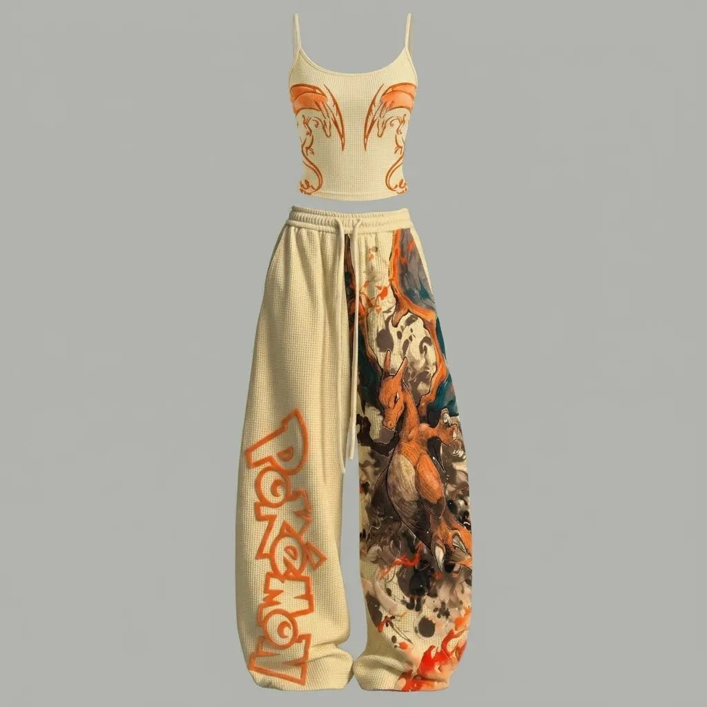 Top & Elasticated Trousers Waffle Two-Piece Set