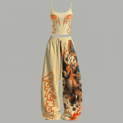 Top & Elasticated Trousers Waffle Two-Piece Set