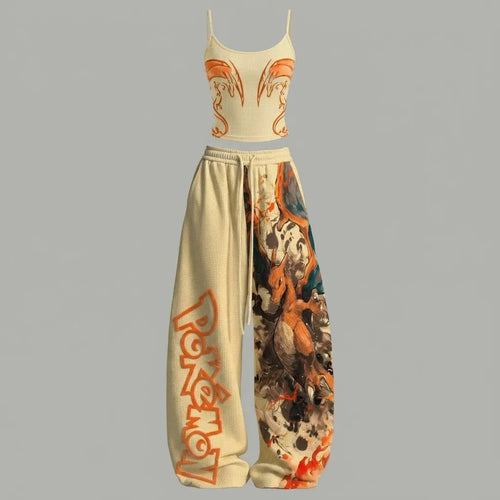 Top & Elasticated Trousers Waffle Two-Piece Set