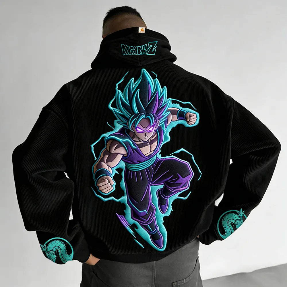 Color Blocked Corduroy Hoodie