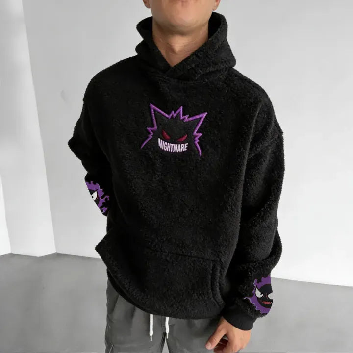 Unisex   : Mega Gengar Color-blocked Plush Hoodie