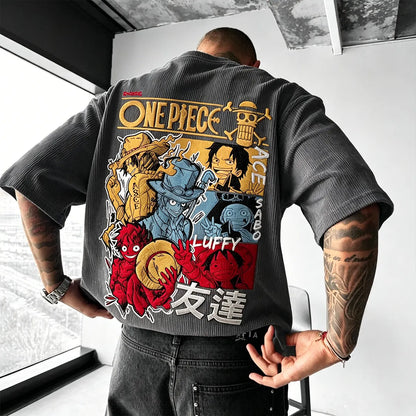 Anime Vintage Waffle Knit T-Shirt