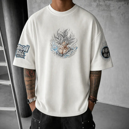 Unisex Loose-Fit Anime Vertical Stripe T-Shirt
