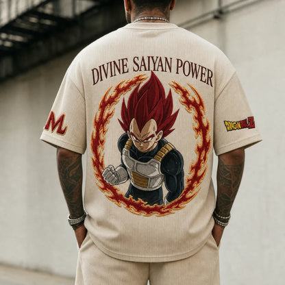 Unisex Short-Sleeve Corduroy T-Shirt With Anime Print