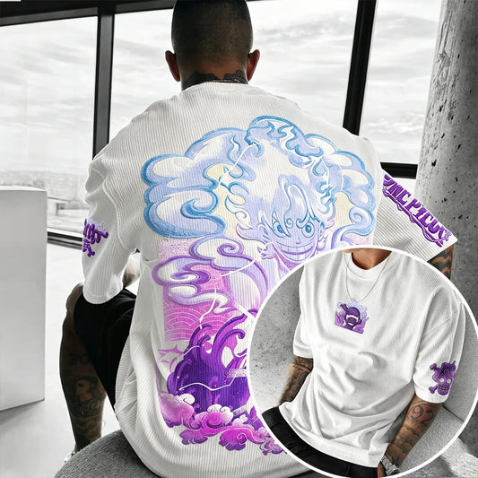 Anime Vintage Waffle Knit T-Shirt