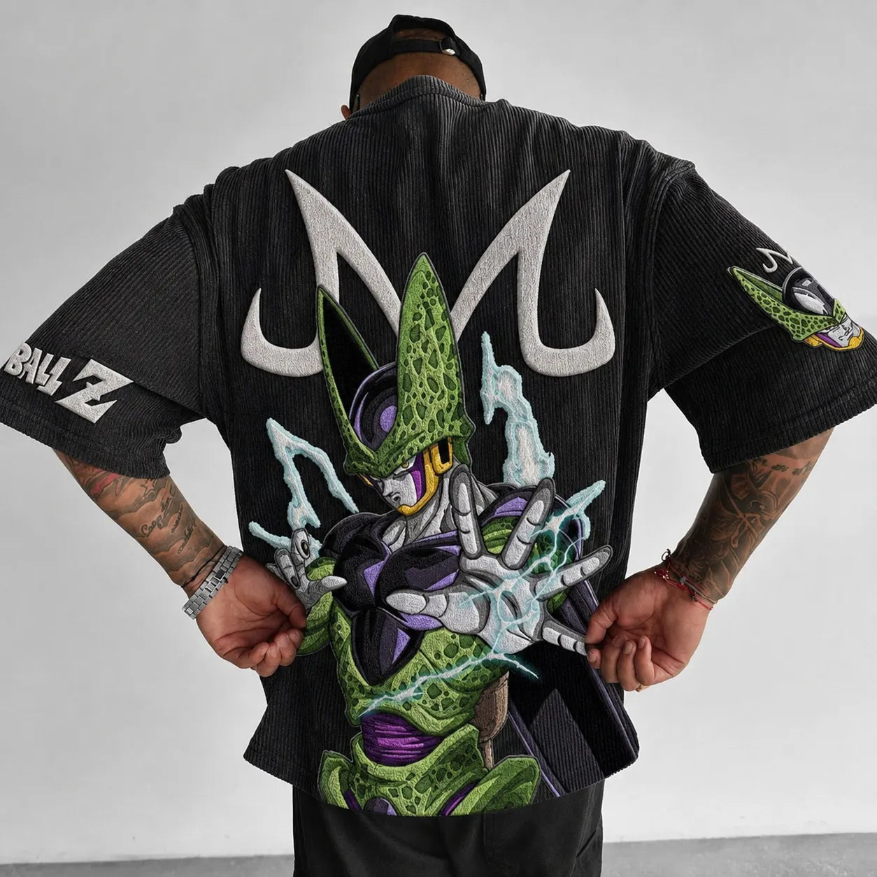Dragon Ball Z Beerus Graphic Print Short Sleeve T-Shirt – Premium Cotton Blend, Oversized Fit, Vibrant Back Print & Sleeve Logo Design