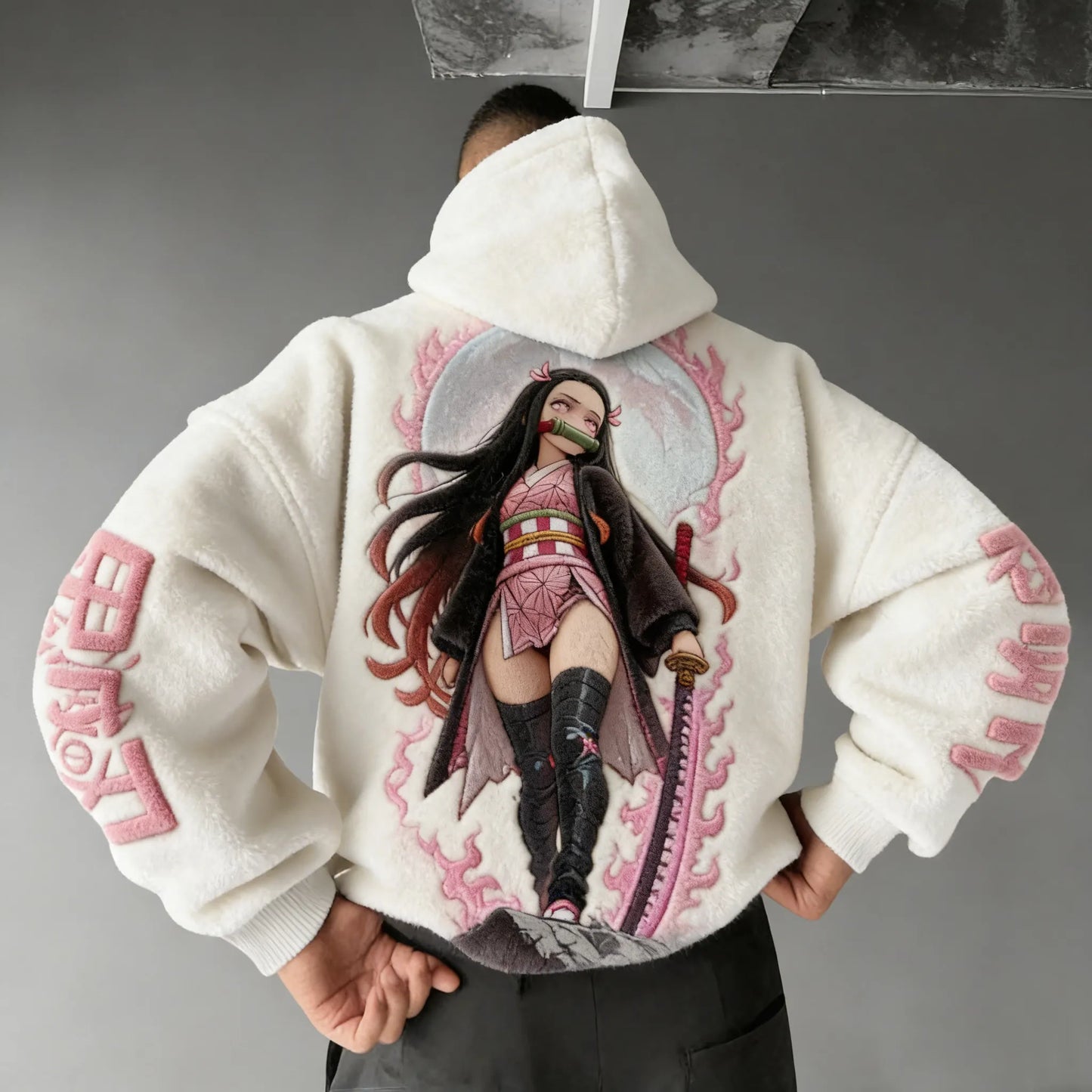 Men   Color-blocked Plush Hoodie