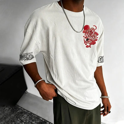 Anime Vintage Waffle Knit T-Shirt