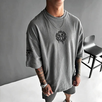 Anime Vintage Waffle Knit T-Shirt