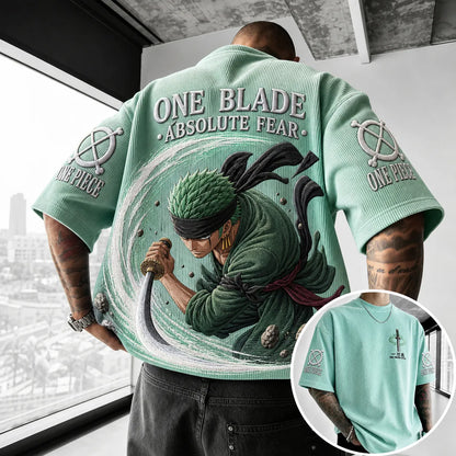 Unisex Short-Sleeve Corduroy T-Shirt With Anime Print