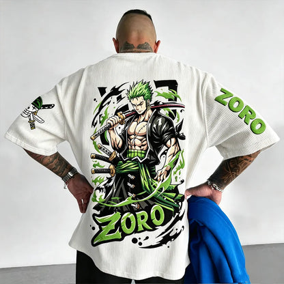 Anime Vintage Waffle Knit T-Shirt