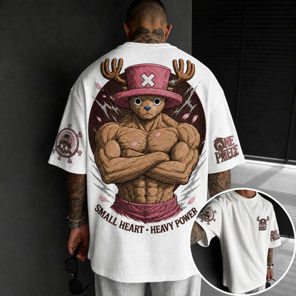 Unisex Short-Sleeve Corduroy T-Shirt With Anime Print