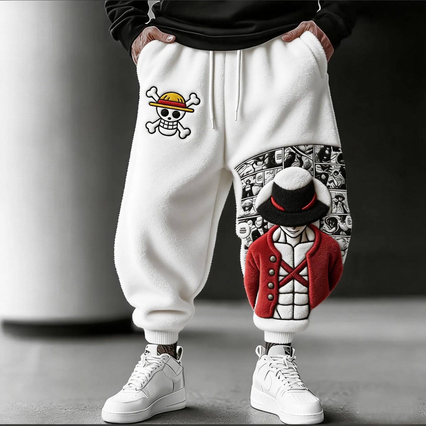 Color-blocked Plush Pants