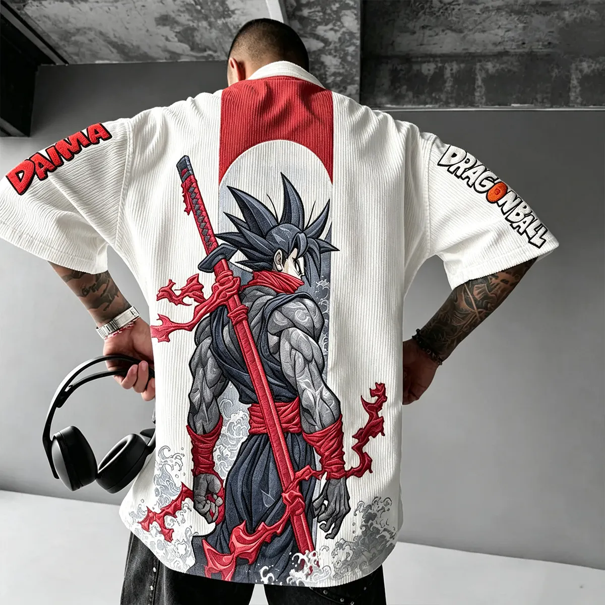 Anime Vintage Waffle Knit T-Shirt
