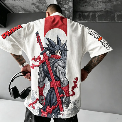 Anime Vintage Waffle Knit T-Shirt