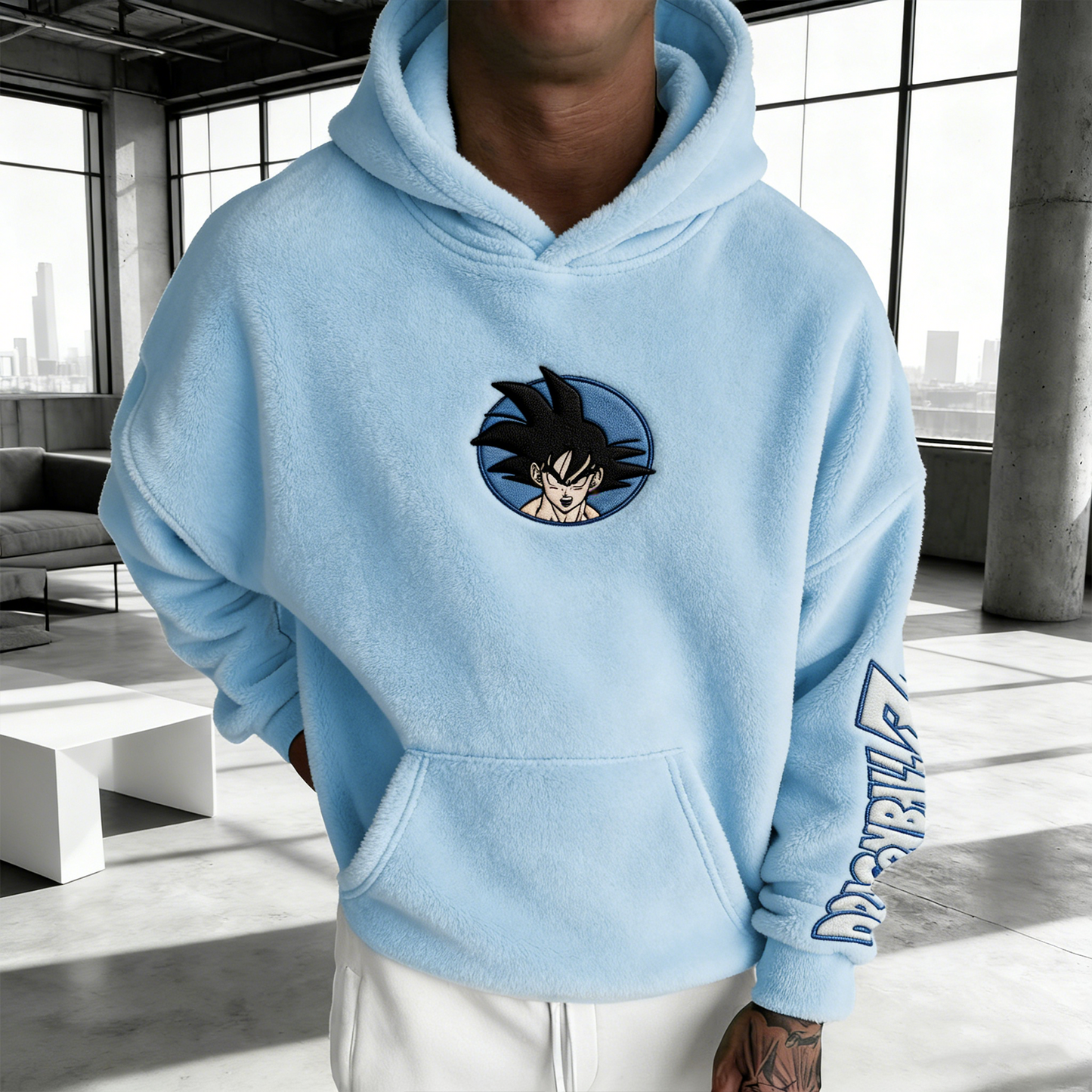 Color-blocked Plush Hoodie