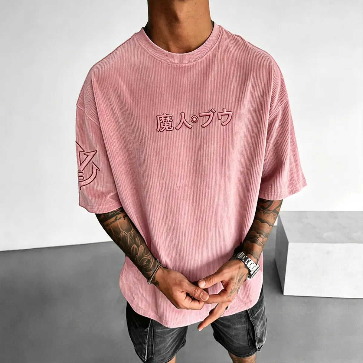 Anime Vintage Waffle Knit T-Shirt