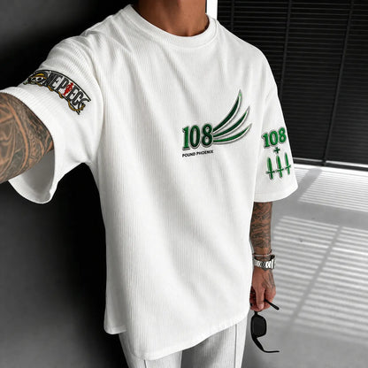 Unisex Short-Sleeve Corduroy T-Shirt With Anime Print