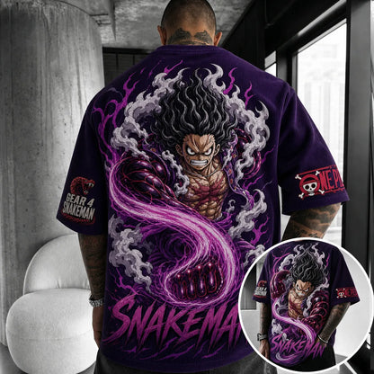 Unisex Short-Sleeve Corduroy T-Shirt With Anime Print