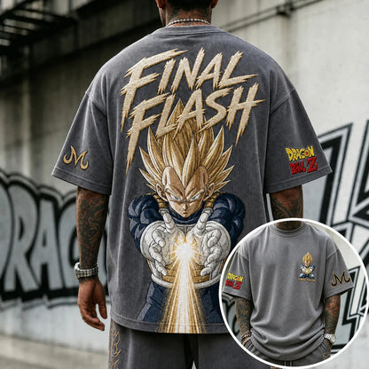 Unisex Short-Sleeve Corduroy T-Shirt With Anime Print