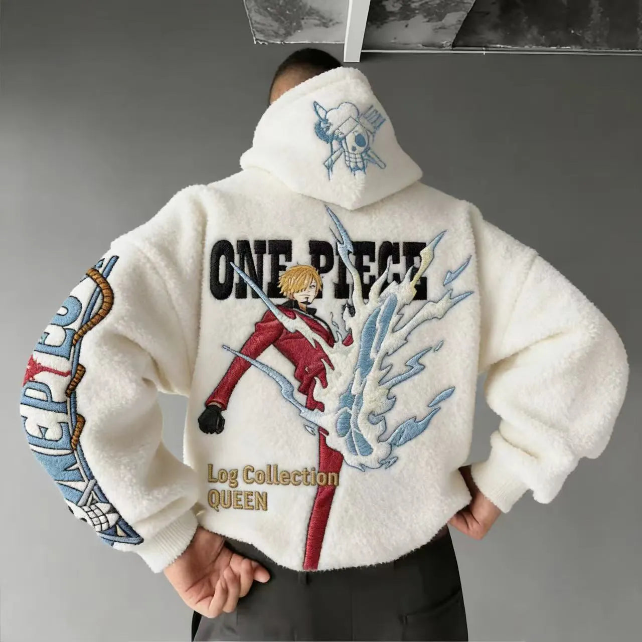 Unisex     Log Collection Embroidery Sherpa Hoodie