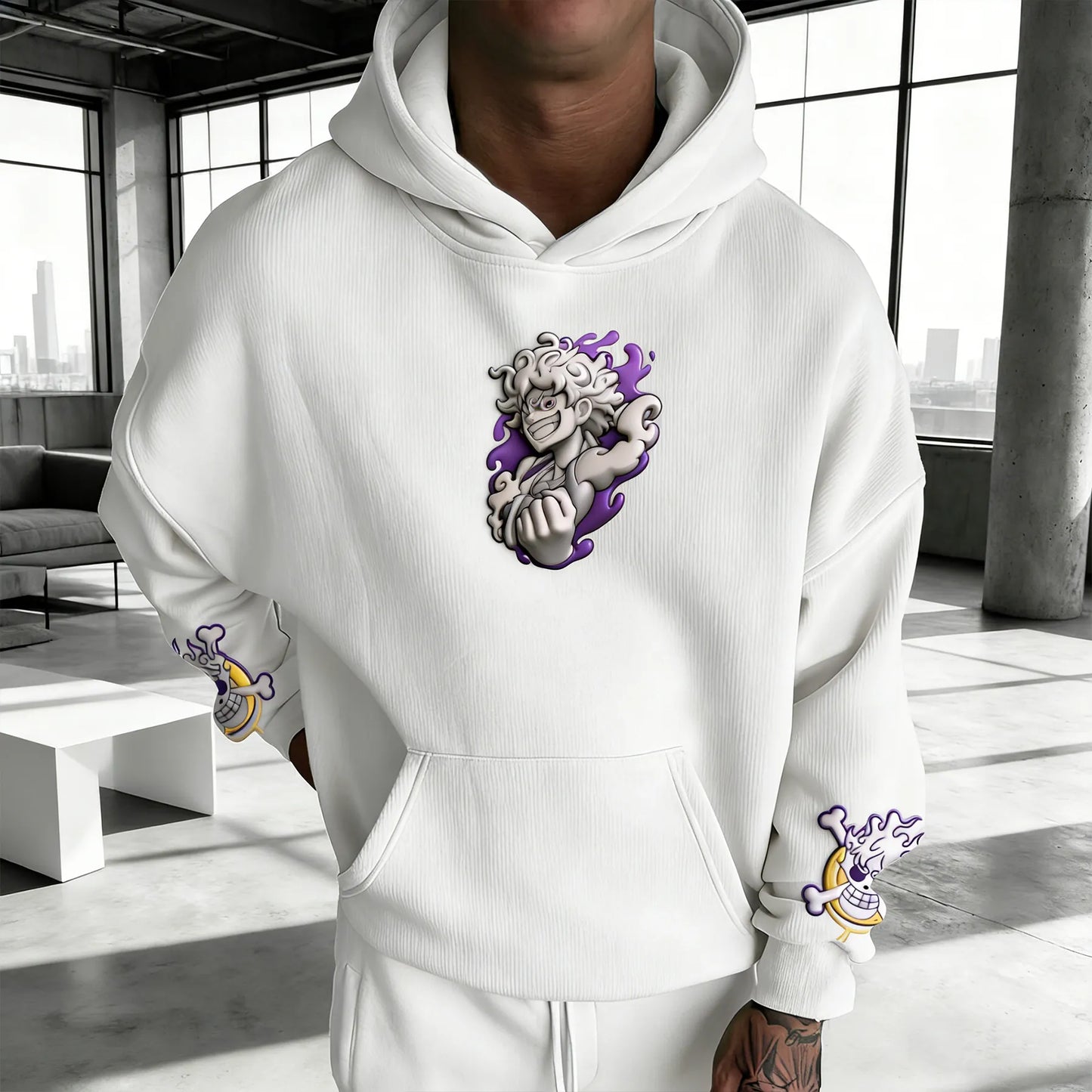 Color Blocked Corduroy Hoodie