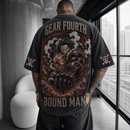 Premium Cotton-Blend Corduroy T-Shirt with Embroidered Patch – Oversized Graphic Tee for Casual Streetwear